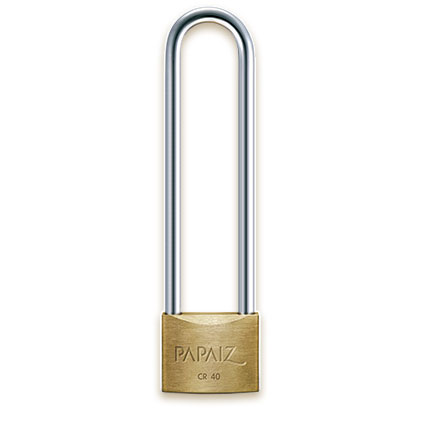 Papaiz brand long shackle padlocks.